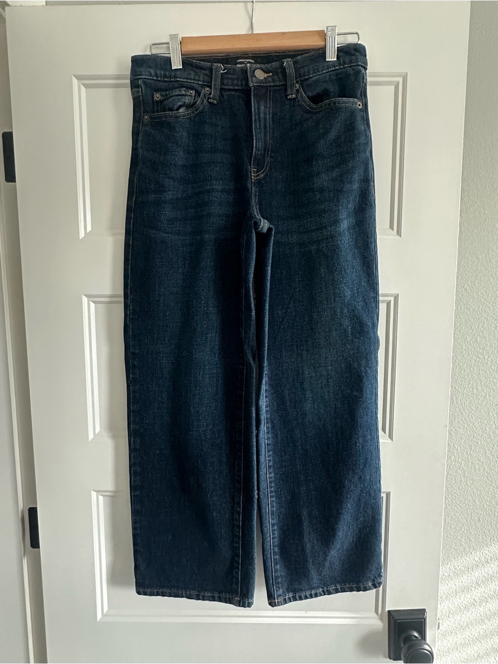 Banana Republic Factory High Rise Straight-Leg Jeans in Dark Blue Wash